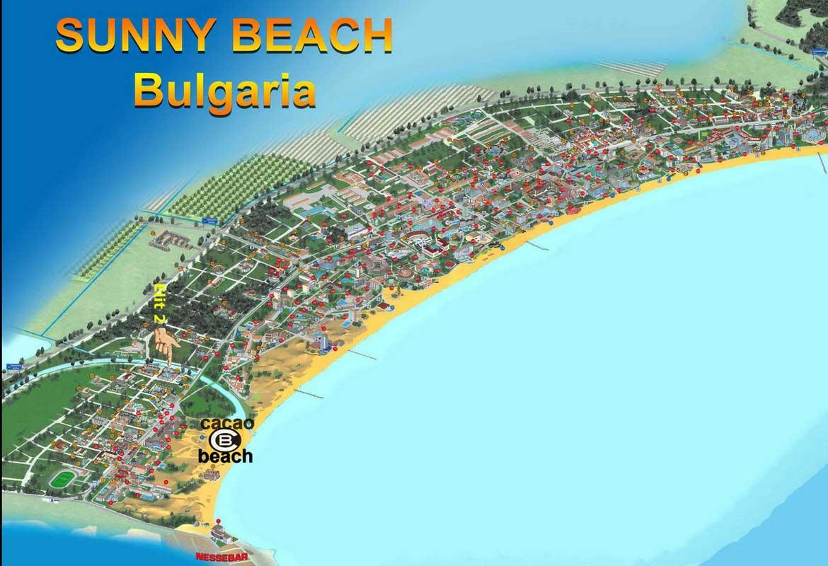 Cacao beach Bulgaria map